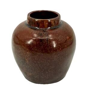 Decorative Vase Brown / Copper Speckled Glossy Glaze Handmade Unbranded